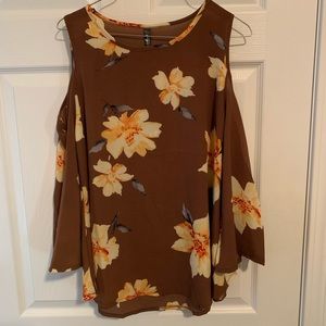 Floral cold shoulder top
